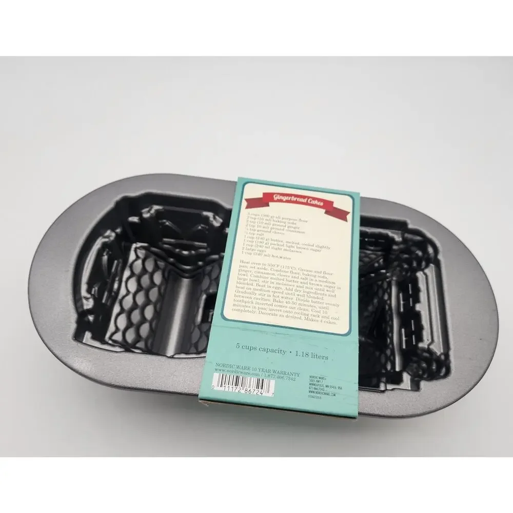 Nordic Ware Mini Gingerbread House Cottage Duet Baking Pan Mold 5 Cup - New